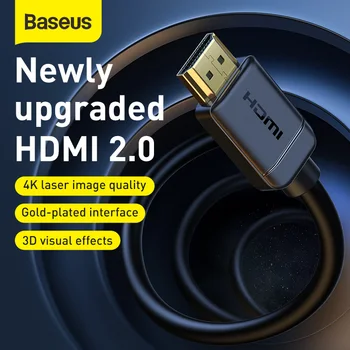 Baseus 4K 60Hz HDMI-Съвместим HD кабел за USB ХЪБ PS4 HD TV Box HDMI 2.0 3D Позлатен конектор за свързване на HDMI-Съвместим кабел 2.0