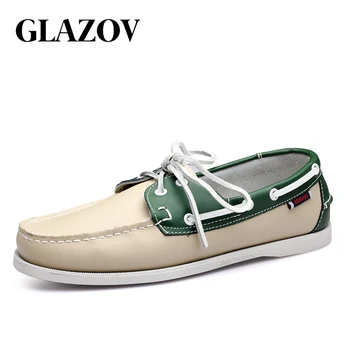GLAZOV/ Маркова новост; Мъжки Ежедневни обувки-лодка от естествена кожа, Мокасини, ръчно изработени; Лоферы за управление; Модни Мъжки Обувки Ръчна изработка