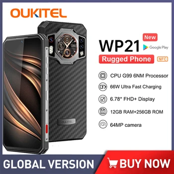 Oukitel Издръжлив и Водоустойчив Смартфон с 12 GB RAM 256 GB ROM Мобилни Телефони 9800 ма Мобилен Телефон 64 Mp Камера Отключени Мобилен телефон Android 0