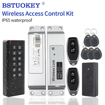 Комплект за Контрол на Достъп Без Кабели, Батерии Безжична RFID Интелигентна Система за Заключване на вратите Комплект С Заключване на Клавиатурата, Бутон за Изход Дистанционно Предавател