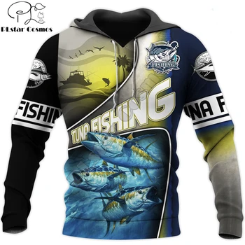 Риболов на риба тон 3D Навсякъде Печатни Мъжки блузи Harajuku Градинска Hoody Унисекс Случайни Пуловер Есенното Яке Спортни Костюми KJ0128