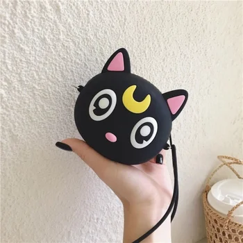 Японското Аниме Луната котка силикон нула чантата си карикатура скъпа диагонално чанта през рамото си ръчна чанта детски подарък